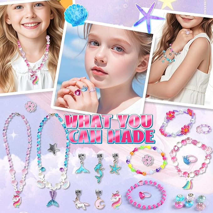 FUNSENLY 2000pcs Charm Beads Bracelet Making Kit for Girls, Jewelry Making Kit for Girls 4-6 8-12, Valentines Day Gift for Kids Girls, Arts and Crafts Girls Toys for Kids Age 4-8 8-12