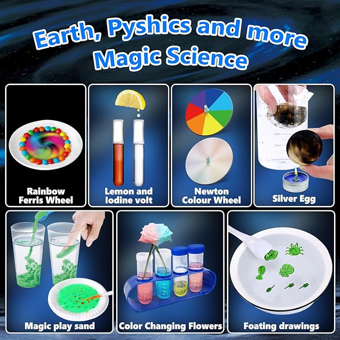 UNGLINGA 250+ Science Experiments Kits for Kids, Boys Girls Toys Birthday Gifts Ideas, Chemistry Set, STEM Activities Educational Project, Volcano, Solar System Planet and More Scientist Kit