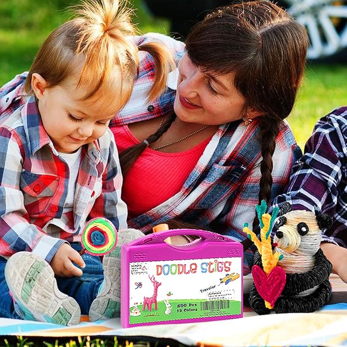 CALPALMY Wax Craft Sticks 800PCS - 13 Neon Colors of 6" Bendable Waxed Yarn Sticks Purple Travel Kit - DIY Craft Sticks for Kids' Road Trip, Partty and School Project Supplies