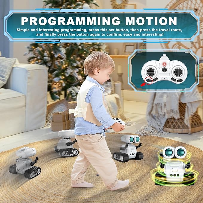Hamourd Robot Toys for 3 Years Old Boys Girls- Robots with Walkie-Talkie Function, Gesture Sensing, Flexible Head & Arms, Programming Motion, Dance Moves, Music, and Shining LED Eyes, Kids Toys Gifts