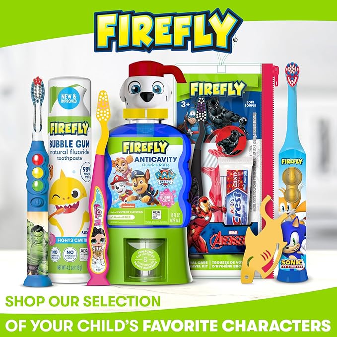 Firefly Ready Go Brush, Peppa Pig, Light Up Timer Toothbrush, Premium Soft Bristles, 1 Minute Timer, Less Mess Suction Cup, Battery Included, Easy Storage, for Ages 3+, 1 Count
