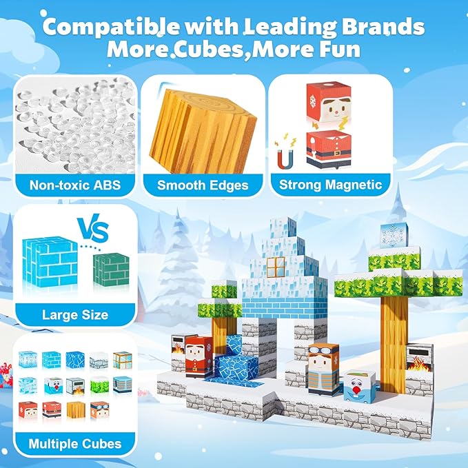 130pcs Magnetic Blocks Craft World Set, Magnetic Blocks Le Building go Toys for Kids,STEM Sensory Toys for Toddlers Kids Christmas Birthday Gifts for 3+ Years Old Girls Boys