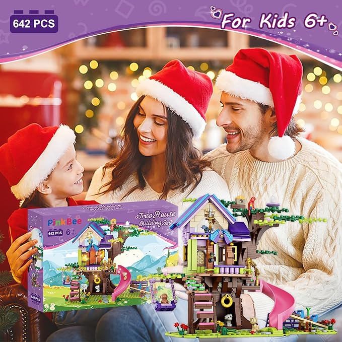 Friends Tree House Building Kit Girls Friendship Forest Jungle Treehouse Pets Amusement Park Toys Set with Seesaw Creative Roleplay Birthday Gifts for Old Kids Boys 8-12,6-12,7-9 (642 PCS)