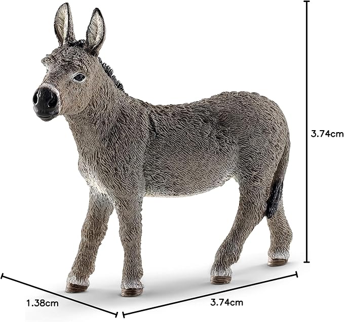 Schleich Farm World Realistic Donkey Animal Figurine - Highly Detailed and Durable Farm Animal Toy, Fun and Educational Play for Boys and Girls, Gift for Kids Ages 3+