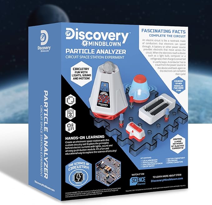 Discovery #MINDBLOWN Particle Analyzer Circuitry Set, Build-it-Yourself Engineering Toy Kit, Explore The Science of Motion, Great Gift for Kids, 9-Piece, Ages 8+