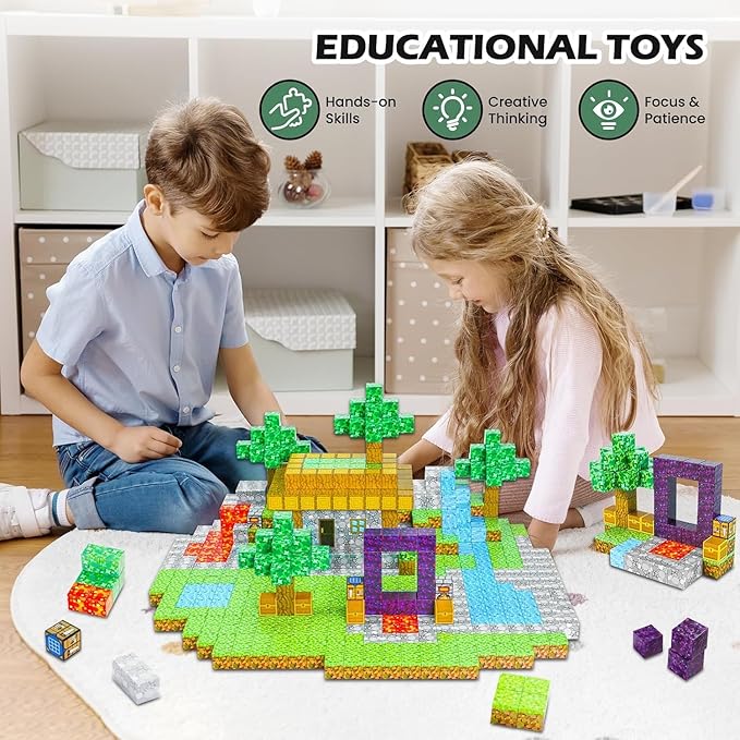 Kid Odyssey Magnetic Blocks - Mine Magnet Portal World Set, Magnetic Tiles Building Toys for Boys & Girl, Magnetic Montessori Toys Gifts for 3+ Years Kids