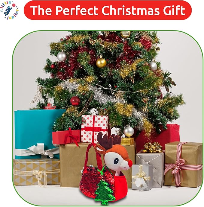 Little Jupiter Plush Pet Set - Includes Reindeer Stuffed Toy with Purse for Age 4-5 - 6-7 yrs - Christmas Stuffed Animal for Girls - Stuffed Animals - Toy Reindeer (Reindeer)