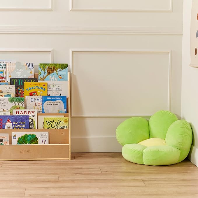 ECR4Kids SoftZone Flower Cozy Cushion Floor Pillow, Bright Green