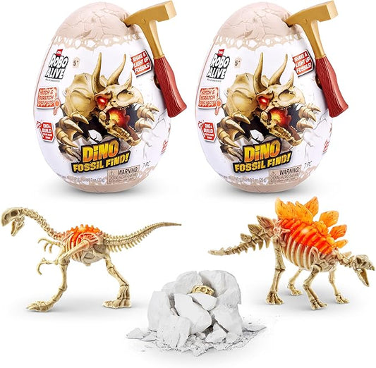 Robo Alive Mini Dino Fossil Find (2 Pack, Gigantoraptor & Stegosaurus) by ZURU Boys 5+ Dig and Discover, STEM, Excavate Prehistoric Fossils, Educational Toys, Great Science Kit Gift for Girls and Boy