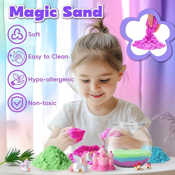 VigorFun Unicorn Terrarium Kit for Kids - Creative LED Night Light Gifts for Girls Birthday Age 3+, DIY Arts & Crafts Light Up Kit, Unicorn Toys for Kids 4 5 6 7 8 9 10 Year Old