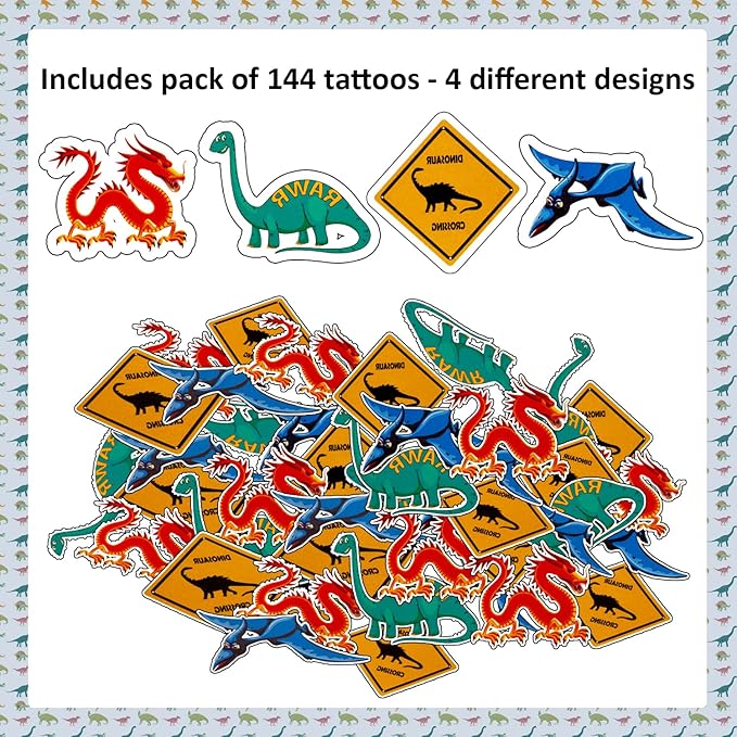 Tigerdoe Dinosaur Party Favor Set – Dragon Birthday Party Decorations - Dino Party Supplies – Dragon Party Favor Boxes - Coloring Books, Crayons, Slap Bracelets, tattoos