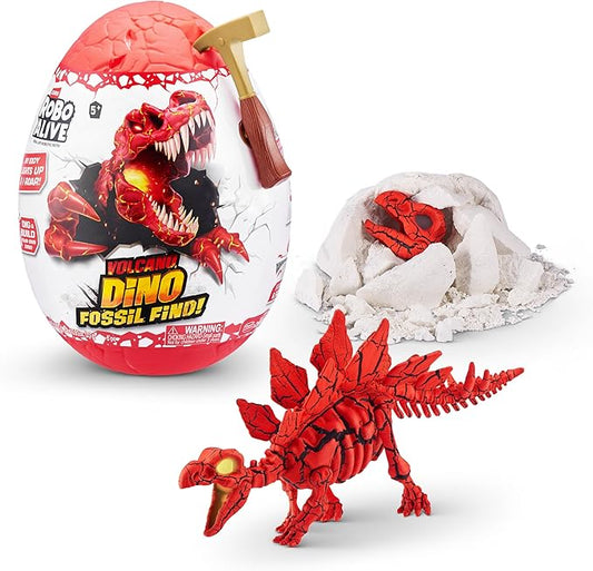 Robo Alive Volcano Dino Fossil Find Stegosaurus by ZURU Boys Age 5+ Dig and Discover, STEM -Excavate Prehistoric Fossils, Educational Toys, Great Science Kit Gift (Stegosaurus)