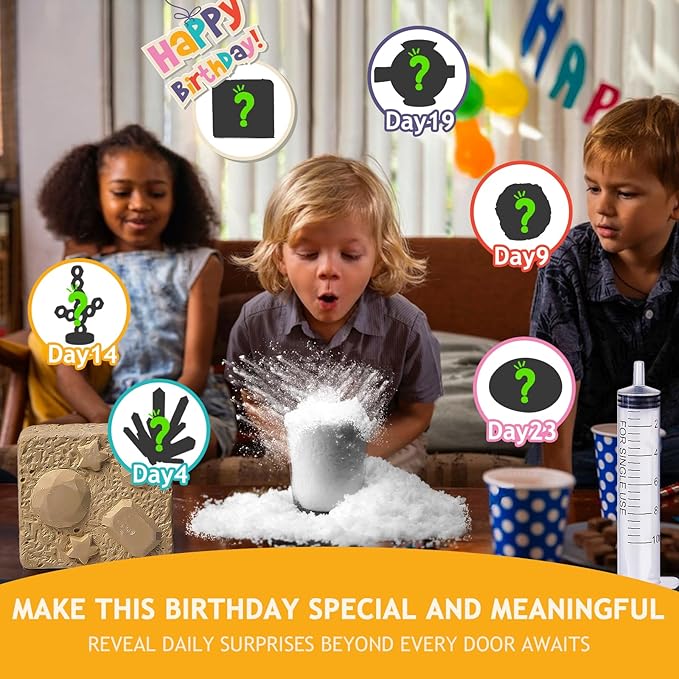 Japace My Birthday Countdown Calendar for Kids, Science Kit with 24 Days of Fun Experiments, A Unique Present for Birthday & Advent, Creative STEM Gift Ideas for Boys and Girls