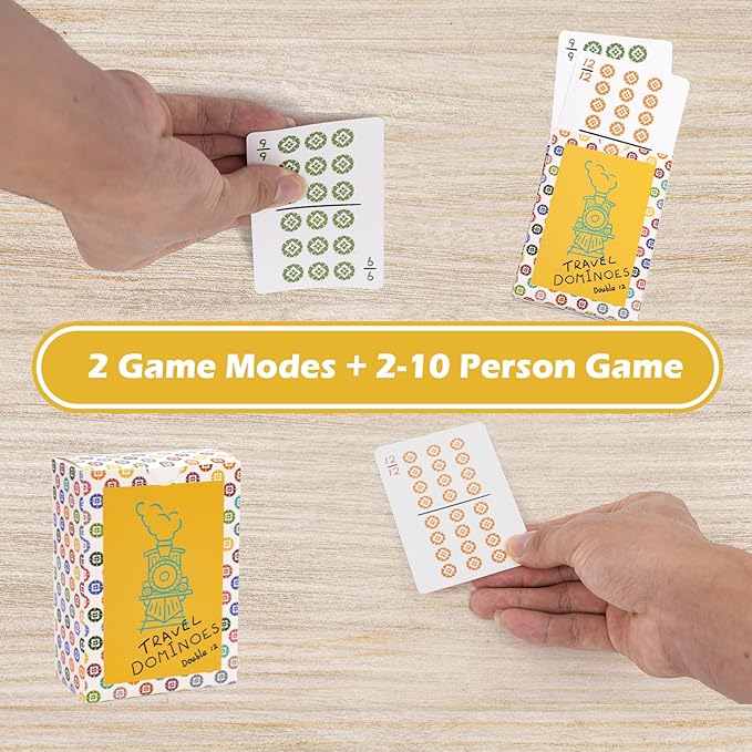 Extguds Mexican Train, Mini Dominoes Game:105 Cards+1 Instruction+1 Scoresheet,Double 12 and Double 9 Dominoes Set,2-10 Players,Dot Dominoes,Travel Dominoes