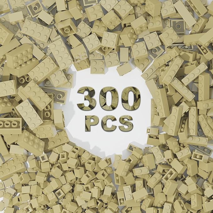 300 Pcs Classic Building Bricks, Apricot Yellow Bulk Bricks,Compatible with Lego and Major Brands Parts and Pieces, Creative Building Block Toys for Boys Girls Ages 6 7 8 9 10 Year Old