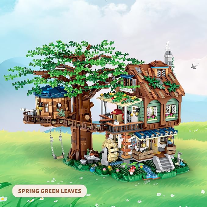 Idea Tree House Bricks Model Toys Set, Forest House Building Blocks Street View Sets, for Adults Ages 14+ Tree House Display 4761 PCS(Not Compatible with Lego Set )