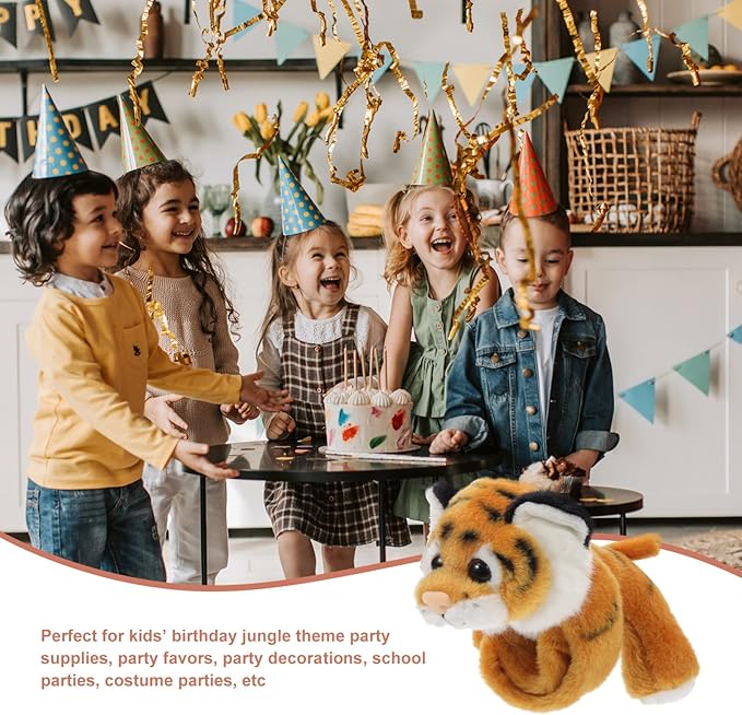 Zerodeko Animal Slap Bracelets, Stuffed Animal Lion Snap Bracelet Jungle Themed Slap Bracelet Animal Plush Toys Gifts Party Favors for Kids Toddler Boys Girls (Yellow)