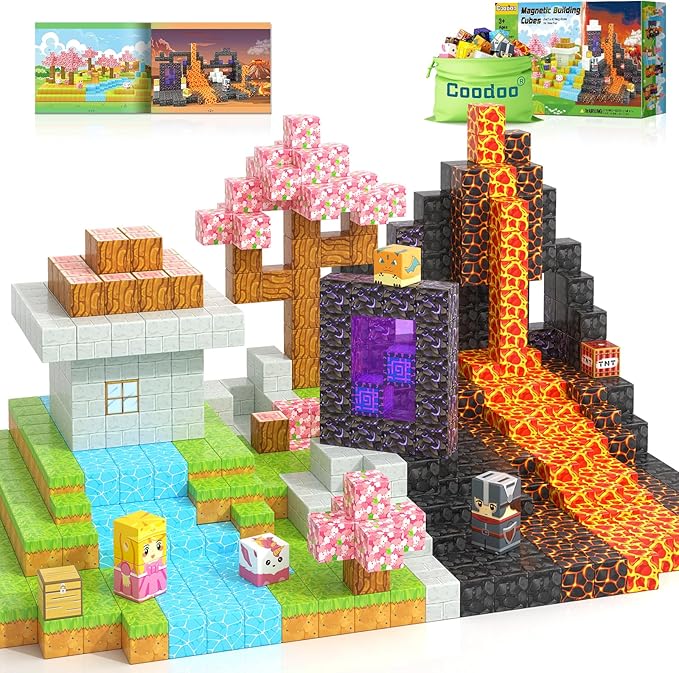 Magnetic Blocks - Build Mine Magnet World Magic Portal Set, Magnetic Tiles Building Blocks Toddler Toys STEM Sensory Outdoor Toys for 3+ Year Old Boys & Girls, Creative Kids Games Kids Toys 84PCS