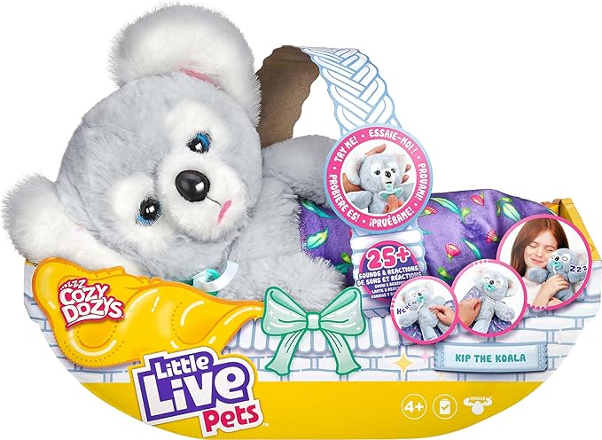 Little Live Pets Cozy Dozy Kip The Koala Bear - Over 25 Sounds and Reactions | Bedtime Buddies, Blanket and Pacifier Included | Stuffed Animal, Best Nap Time, Interactive Bear - Styles May Vary