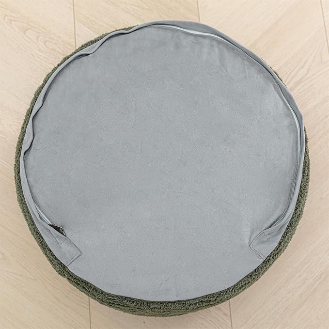 Pouf Ottoman Stuffed 20x20x12 Inches Floor Pouf Plush Fiber Ottoman Foot Rest Under Desk Foot Stool for Living Room Bedroom (Green)