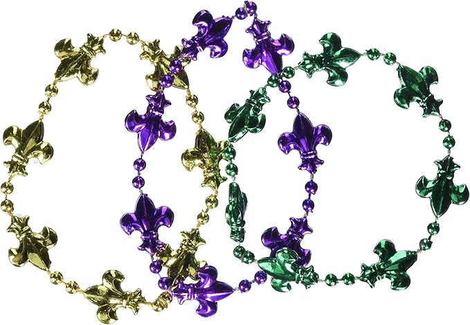 Amscan Vibrant Mardi Gras 8", Assorted Colors, Ideal for Festive Parties Bead Bracelets, 12 Packs of 4
