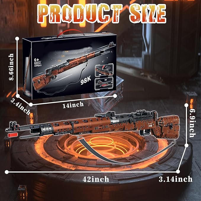 1206PCS Model Gun Building Blocks Educational Toys - 1:1 98 K Building Toys for Boys Age 8-12, Thanksgiving, Christmas, Birthday Party Favor for Building Bricks Collectible Play Model Kits