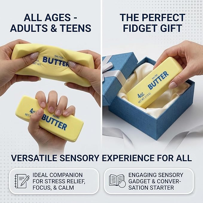 Slow Rising Butter Squishy, Dumpling Squishy Stick Stress Relief Ball for Adults and Teens, Cute Sensory Fidget Gadget, Soft Anxiety Relief with Wet Rebound, Squeeze & Squish Stress Reliever