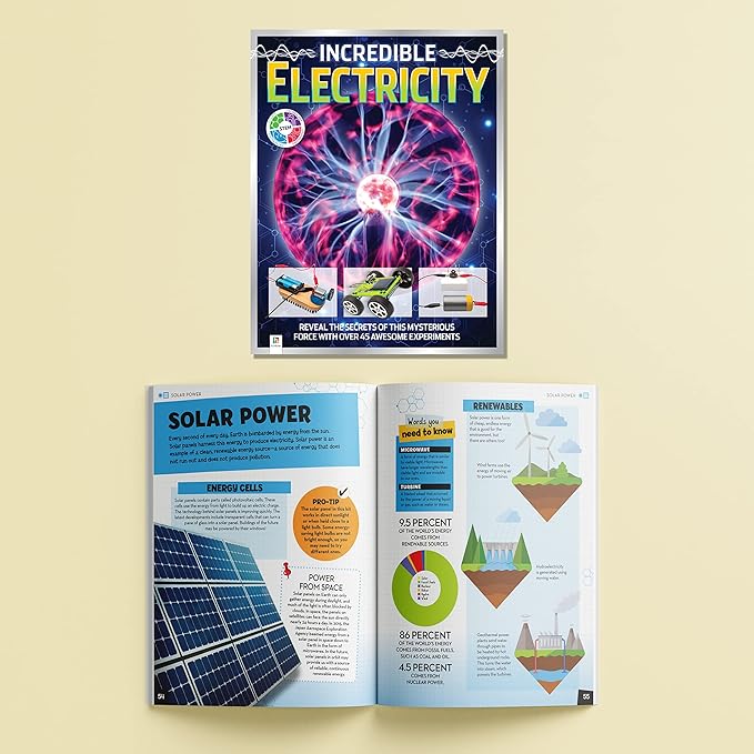 Incredible Electricity (us ed) - Book & Science Kit - STEM, Create Electrical Circuits, Conduct Over 45 Experiments, Includes 53-Pieces, 64-Page Book, Learning & Education, Medium