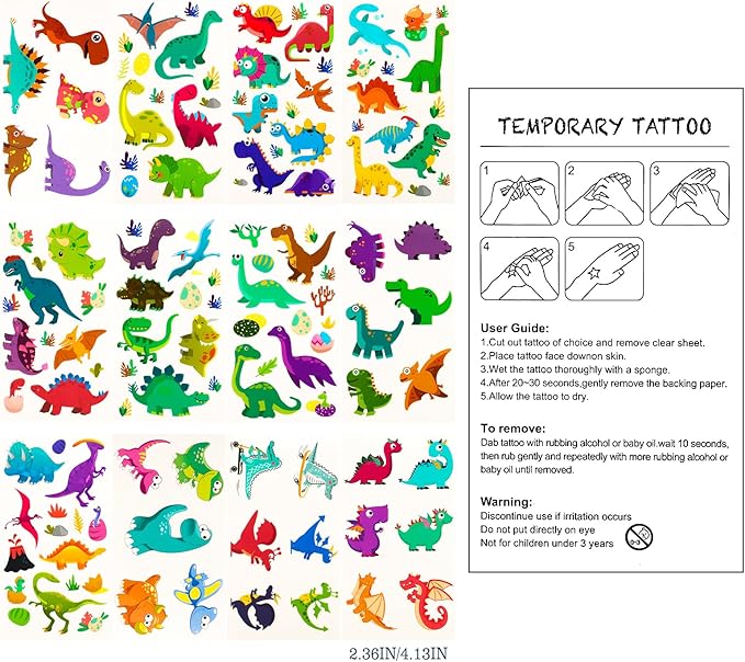 108Pcs Dinosaur Party Favors for Kids Dinosaur Party Supplies, Dinosaur Goodie Bags Fillers, Dinosaur Birthday Party Favors Included Slap Bracelet Sticker Ring Keychains Stamps