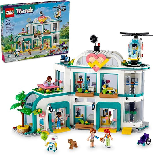 LEGO Friends Heartlake City Hospital Toy Playset, Helicopter Toy and Mini-Doll Characters, Building Set for Kids, Pretend Play, Gift for Girls and Boys Ages 7 Years Old and Up, 42621