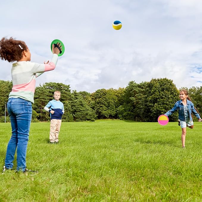 Weehoey Toss and Catch Ball Set for Girls – 6 Paddles 3 Balls Pink Outdoor Game for Kids Ages 3-10, Birthday Gift, Christmas Toys, Holiday Present, Party Favor, Backyard Indoor Toy