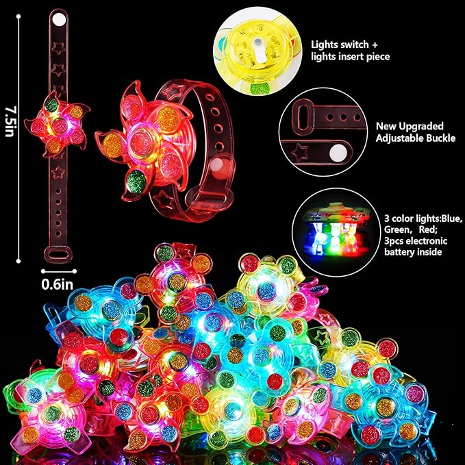 SCIONE LED Light Up Bracelets 25 Pack Party Favors for Kids 4-8 8-12 Goodie Bags Stuffers Glow in The Dark Party Supplies Return Gifts for Kids Classroom Prizes Exchange Birthday Party Favors