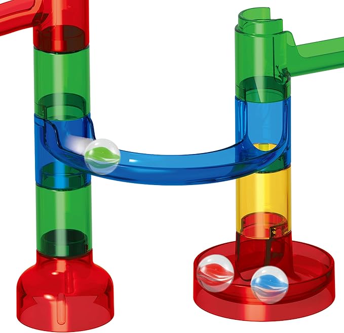 JOYIN 150Pcs Glowing Marble Run- Construction Building Blocks Toys with 5 Glow in The Dark Glass Marbles, STEM Educational Building Block Toy