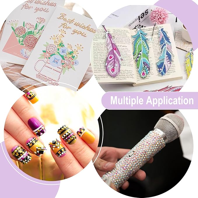 22PCS DIY Diamond Art Pen Painting Tool Set - Metal Threaded Tip Accessories Gem Resin Dotting Pen Supplies Kit (Purple Pen + 12 Tips + 9 Dotting Clay)