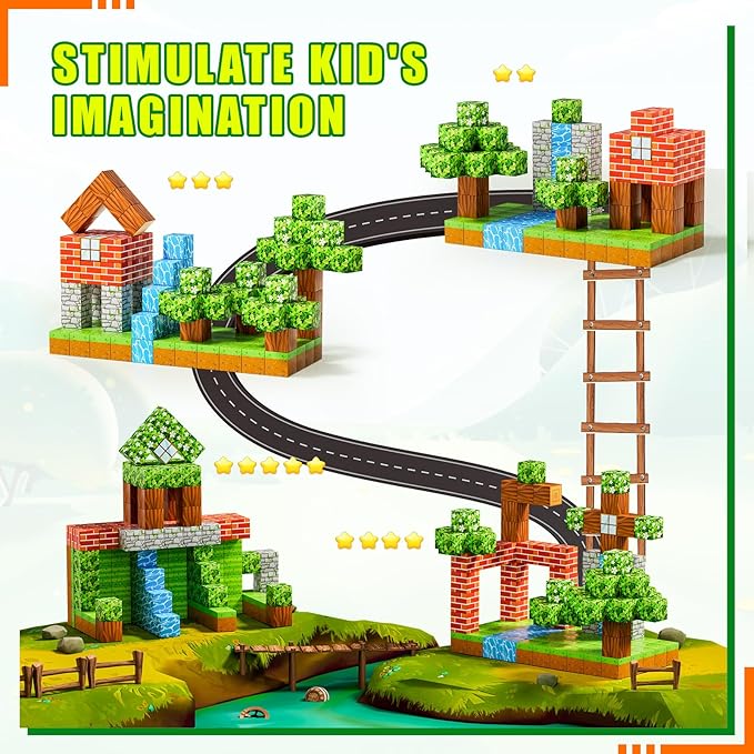 120PCS Magnetic Blocks - Build Magnet World Edition, Magnetic Blocks for Kids Ages 3-5, 4-8, 8-12, Magnetic Toys for Boys & Girls, STEM Montessori Sensory Toys for Toddlers Gifts for 3+ Years Old