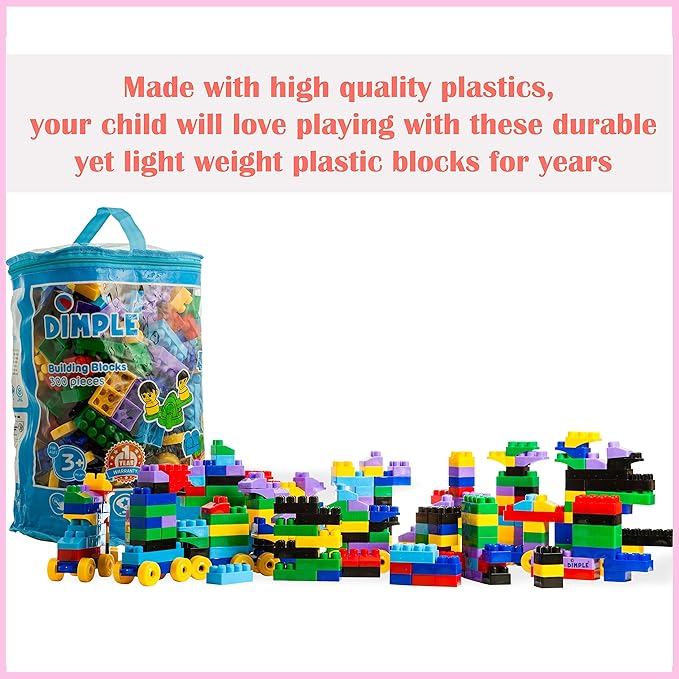 Dimple Building Blocks for Toddler (300 Pcs) Stacking Toys & Puzzle Games for Learning and STEM Fun Montessori Toys, Educational Baby Blocks Age 3+ Toddler Boy & Girl Birthday for Kids