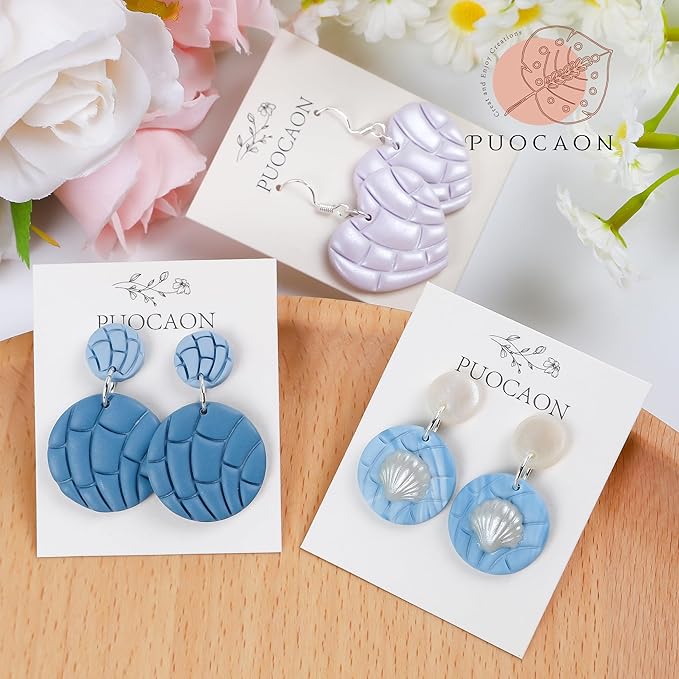 Puocaon Scallop Polymer Clay Cutters - 7 Pcs Clay Cutters for Polymer Clay Jewelry, Seashell Circle Polymer Clay Earring Cutters, Heart Clay Cutters for Polymer Clay Earrings Making