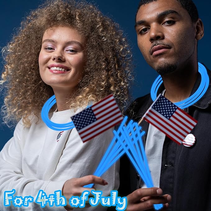 100 pk 8" Glow Sticks Bulk Party Favors, Light up Glow Necklaces & Bracelets in the Dark Party Supplies For Christmas Halloween 4th of July Birthday Neon Party (100 * Blue)