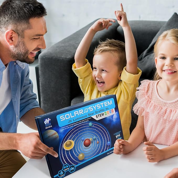 Solar System Model Kit, 3 in 1 Build and Paint Solar System for Kids, Arts and Crafts Science Kits for Kids Age 4-6-8-12, STEM Educational Space Toys for Christmas Birthday Gifts