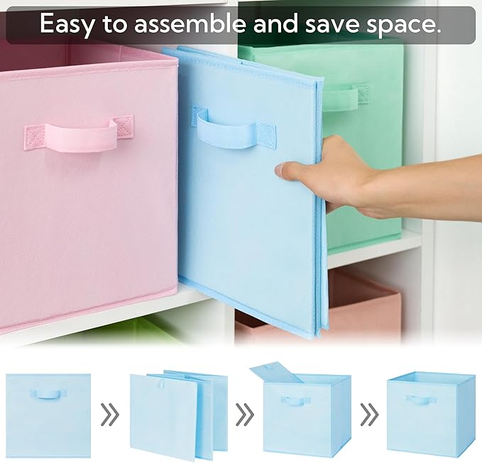 GRANNY SAYS 11x11 storage cubes for shelves, Rainbow-colored Storage Boxes for Cube Storage, 11-inch Cube Storage Bins for Organizing Clothes, Toys, and Books, Set of 6