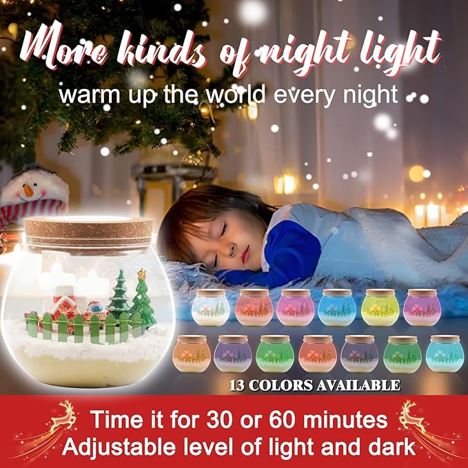 SHENSGEN Christmas Terrarium Kits for Kids,Arts&Crafts Light Up Christmas Terrarium DIY Toy Kit for Kids,Christmas Toys DIY Arts and Crafts Kit for Kids 6 7 8 Year Old
