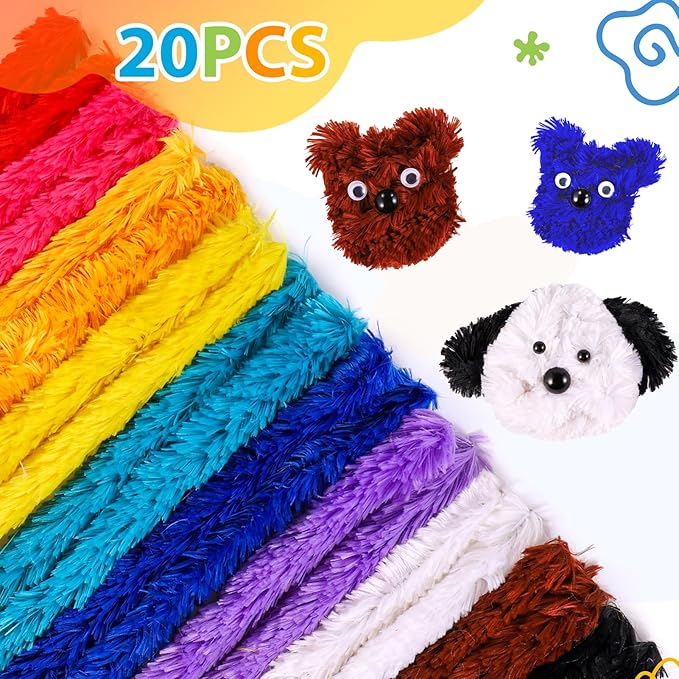 Caydo 20 Pieces Extra Thick Pipe Cleaners Craft Supplies 10 Colors Soft Chenille Stems for Kids Art Craft DIY Projects Creative Decoration (30 mm x 12 Inch)