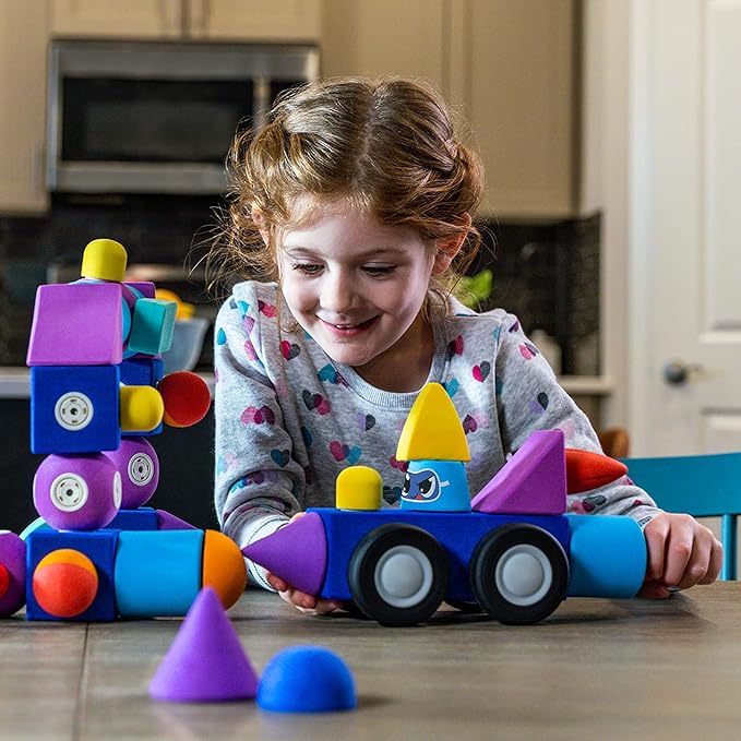 Magnetic Foam Blocks – STEM Preschool Toys for Children, Toddlers, Boys and Girls, The Ultimate Bath Toy – 100 Piece Set with Toy Chest, Bath Building Blocks, Engineering Toys for Kids 3-6