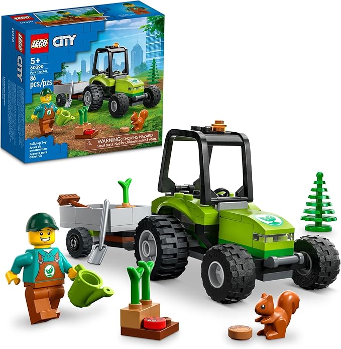 LEGO 60390 City Great Vehicles Park Tractor Farmhouse Toy, Building Kit with Toy Animals, Includes Minifigure, from 5 Years, Gift Idea