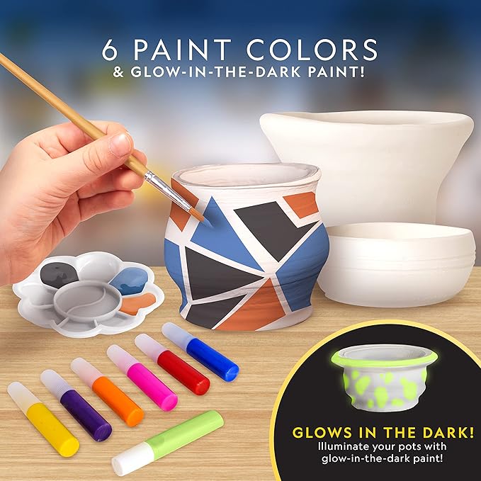 National Geographic Pottery Wheel Refill Kit – 2 lbs. Air Dry Clay, 30 Pottery Tools & Accessories, Gemstone Chips, Sculpting Clay Tools, 7 Paints & More, Great Craft Kit for Kids