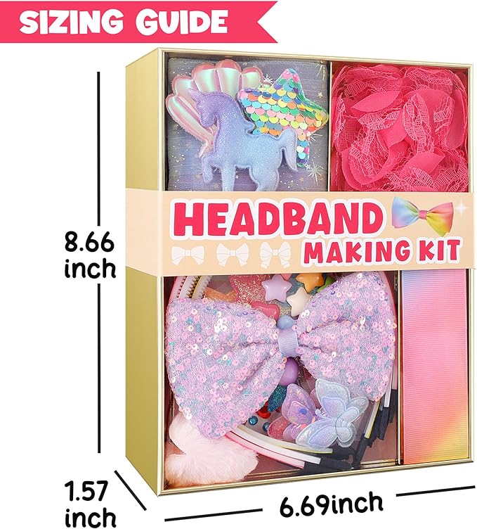 yasest Arts and Crafts Kit for Girls - DIY Headband Making Kit for Girls, 89pcs Fashion Hair Accessories Set, Art & Craft Gift for Kids 6-8 - Ideal Gifts for 5 6 7 8-12 Year Old Girl