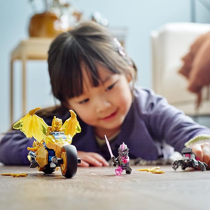 LEGO NINJAGO Jay's Golden Dragon Set, 71768 Toy Motorcycle with Dragon, Spider Figure and Jay Minifigure, Birthday Gift Idea for Kids 7 Plus