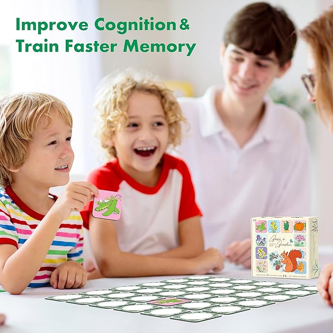 Hebayy Memory Matching Game, 72 PCS Grow A Garden Matching Cards for Toddlers 36 Designs Memory Cards Educational Toys for Preschool 4 5 6 Years Old