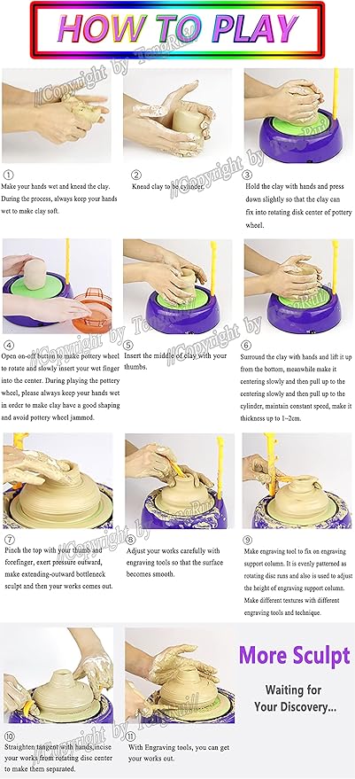 TengRui 4-Pack Clay Argil Set for Pottery Wheel PW01P Kid DIY Toy 1600G Big Capacity