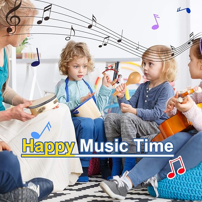 LOOIKOOS Baby Musical Instruments Montessori Toys for Toddlers 1-3,Natural Wooden Percussion Instruments Set for Kids Preschool Educational Musical Toys for Ages 5-9